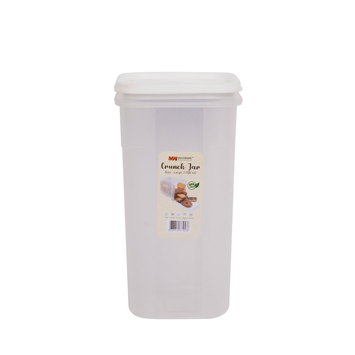 1700ml Crunch Storage Jar | BPA Free Food Storage Container | Kitchen Organizer Box | Plastic Airtight Snack & Grocery Container | Large Storage Jar
