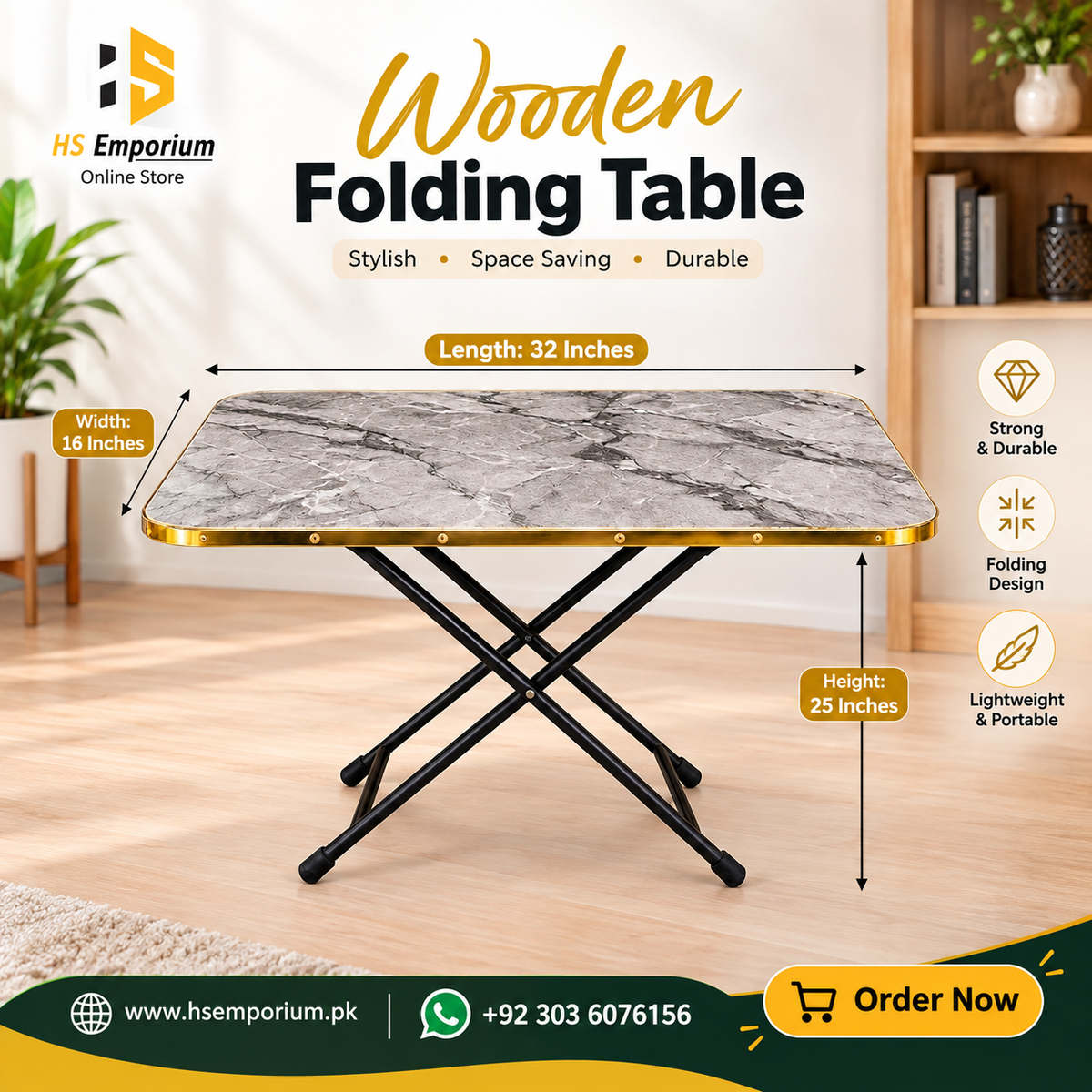 Wooden Folding Table (Rectangular)