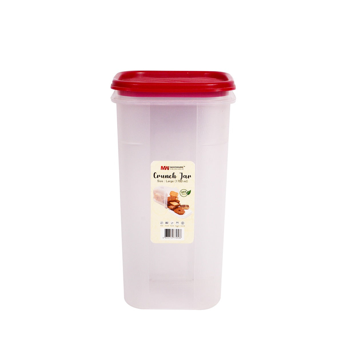 1700ml Crunch Storage Jar | BPA Free Food Storage Container | Kitchen Organizer Box | Plastic Airtight Snack & Grocery Container | Large Storage Jar