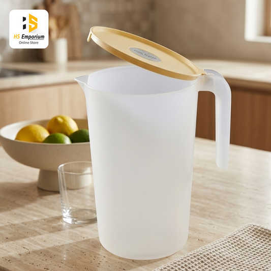 Plastic Water Jug with Lid & Handle | BPA Free Juice Pitcher | Large Capacity Water Pitcher for Fridge, Kitchen & Dining