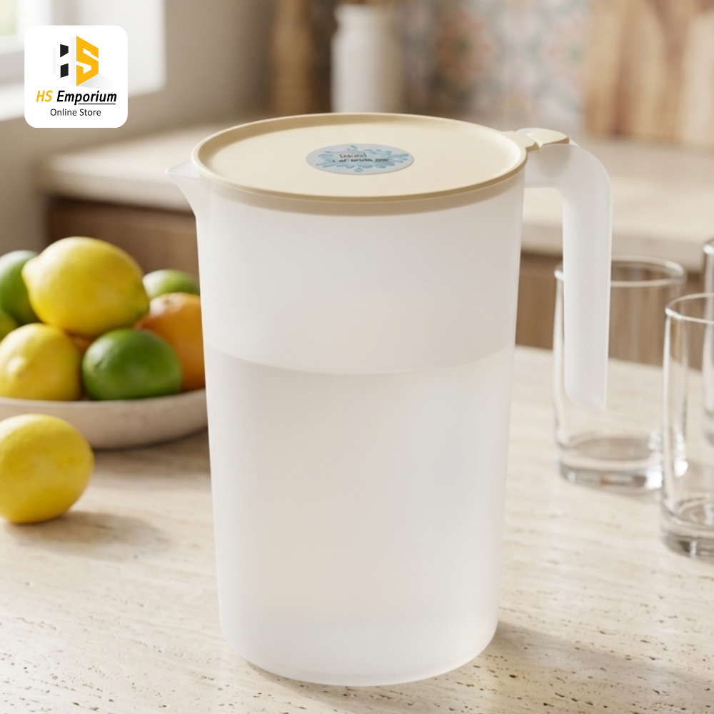 Plastic Water Jug with Lid & Handle | BPA Free Juice Pitcher | Large Capacity Water Pitcher for Fridge, Kitchen & Dining