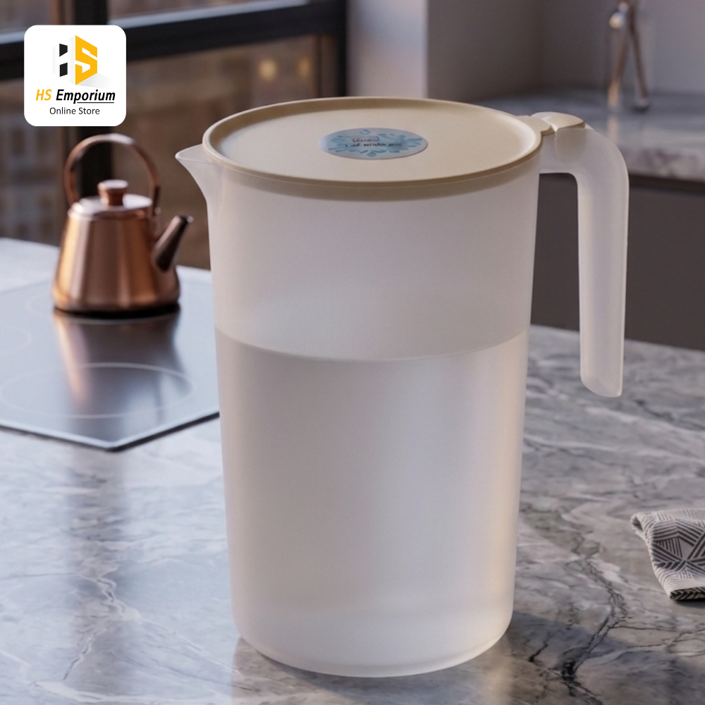 Plastic Water Jug with Lid & Handle | BPA Free Juice Pitcher | Large Capacity Water Pitcher for Fridge, Kitchen & Dining