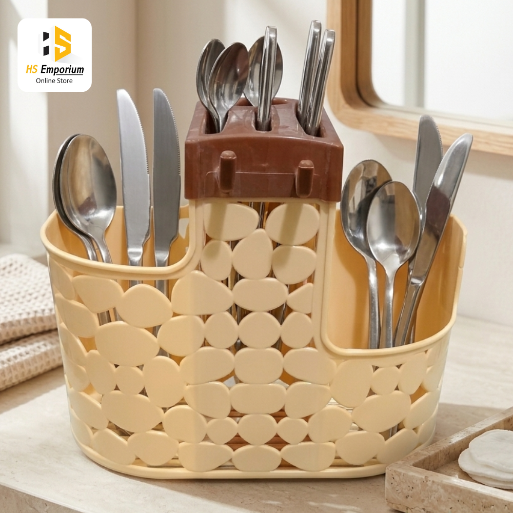 Plastic Cutlery Holder with Multiple Compartments | Spoon Fork Knife Organizer | Kitchen Utensil Storage Stand for Dining Table & Kitchen Counter