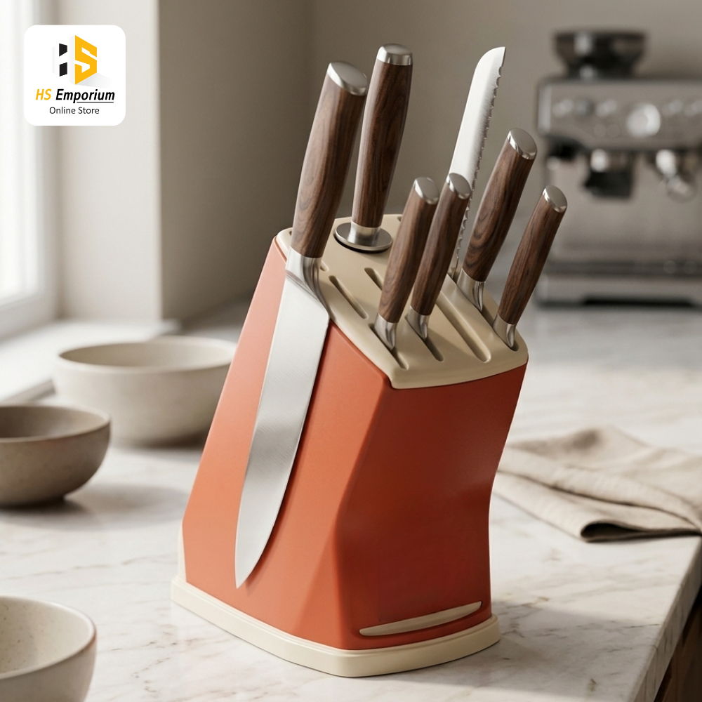 Kitchen Knife Holder Stand | Plastic Knife Block Organizer | Universal Knife Storage Block for Kitchen Counter | Knife Stand (Without Knives)