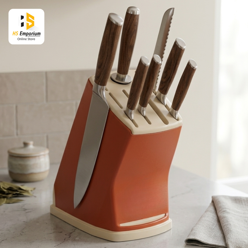 Kitchen Knife Holder Stand | Plastic Knife Block Organizer | Universal Knife Storage Block for Kitchen Counter | Knife Stand (Without Knives)