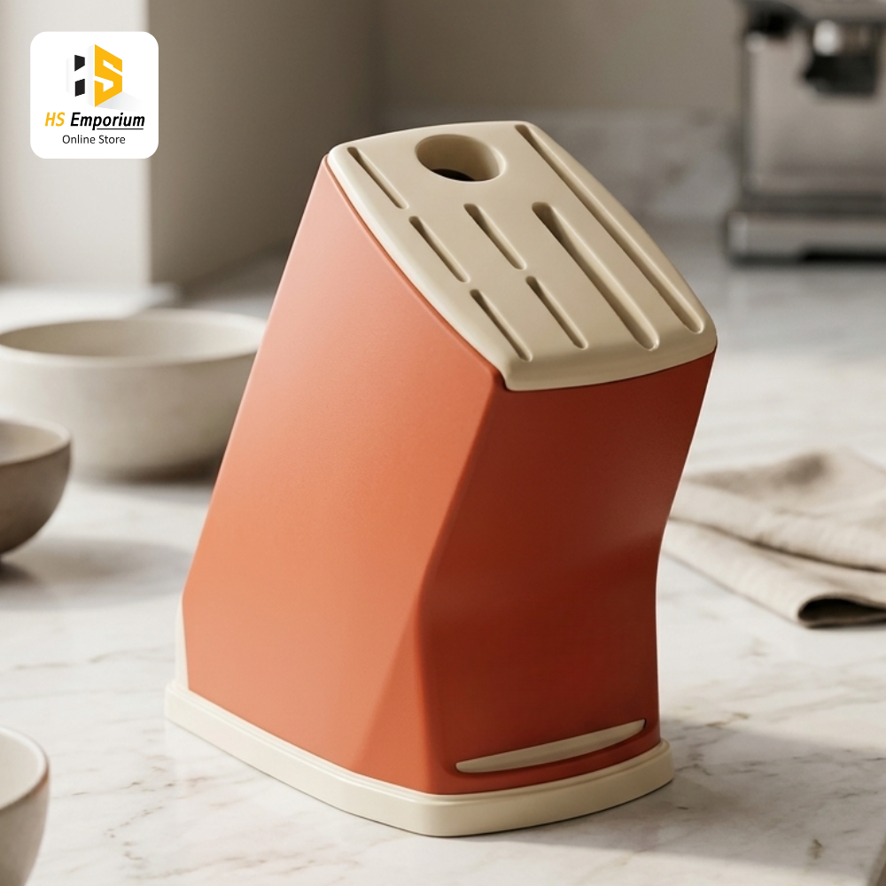 Kitchen Knife Holder Stand | Plastic Knife Block Organizer | Universal Knife Storage Block for Kitchen Counter | Knife Stand (Without Knives)