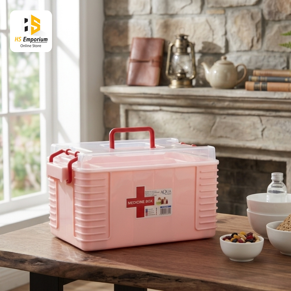 Portable Medicine Storage Box with Handle | Plastic First Aid Box | Multi Compartment Medicine Organizer for Home, Office & Travel