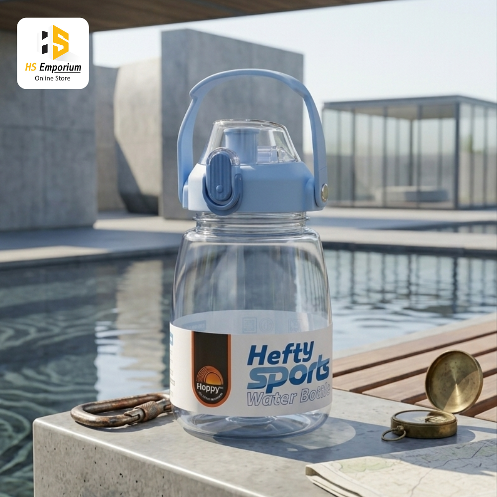 Hefty Sport Water Bottle with Handle | BPA Free Plastic Water Bottle | Leak Proof Flip Top Drinking Bottle | Portable Sports Gym School Travel Bottle