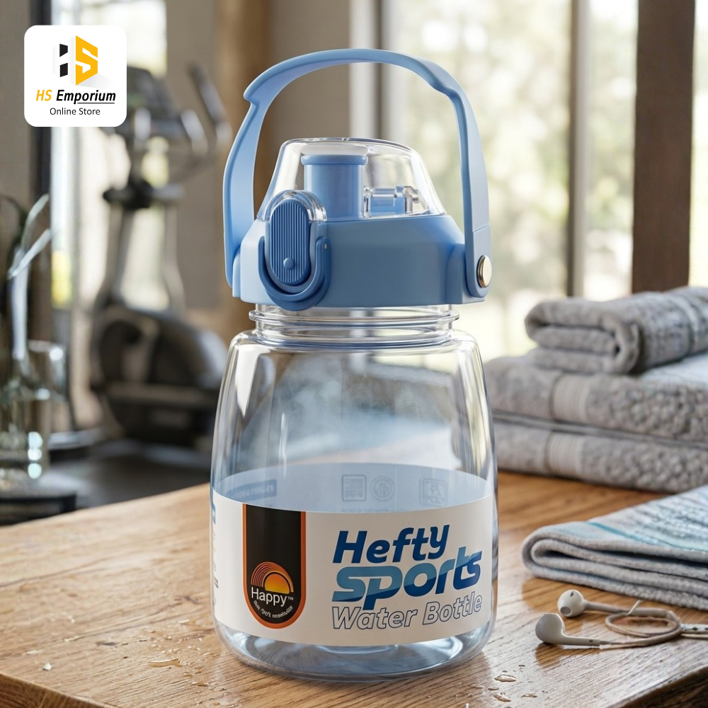 Hefty Sport Water Bottle with Handle | BPA Free Plastic Water Bottle | Leak Proof Flip Top Drinking Bottle | Portable Sports Gym School Travel Bottle