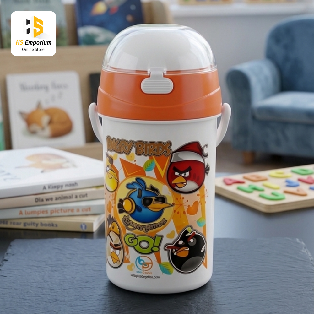 Kids Cartoon Vacuum Flask Water Bottle | Angry Birds Insulated Thermos Bottle | Hot & Cold Water Bottle for School | Leak Proof Kids Drinking Bottle | Portable Travel Flask