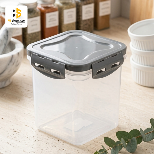 Airtight Food Storage Container | BPA Free Kitchen Storage Jar with 4 Side Lock Lid | Dry Food Organizer for Flour, Rice, Sugar & Snacks
