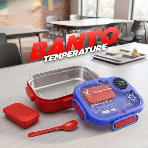 Banto Lunch Box with Stainless Steel Inner | Leak Proof Food Container | Temperature Lunch Box with Spoon | Portable School & Office Lunch Box | BPA Free