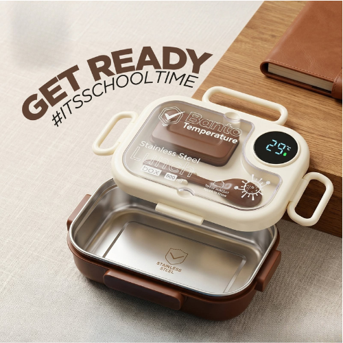 Banto Lunch Box with Stainless Steel Inner | Leak Proof Food Container | Temperature Lunch Box with Spoon | Portable School & Office Lunch Box | BPA Free
