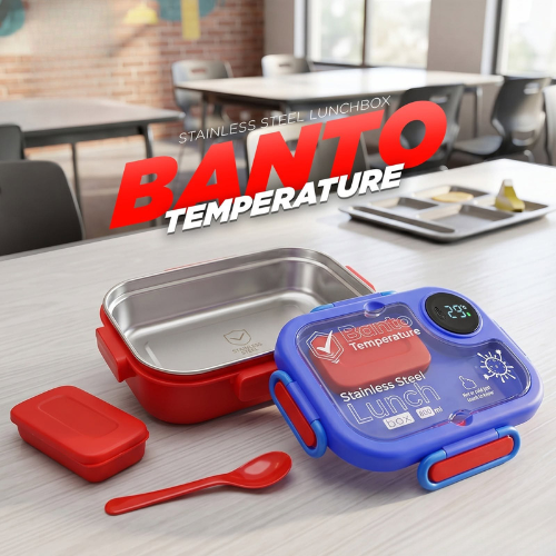 Banto Lunch Box with Stainless Steel Inner | Leak Proof Food Container | Temperature Lunch Box with Spoon | Portable School & Office Lunch Box | BPA Free