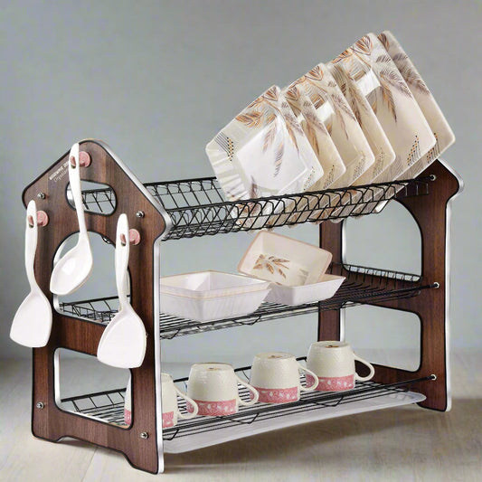 3 Tier Wooden Heavy Duty Dish Drying Rack