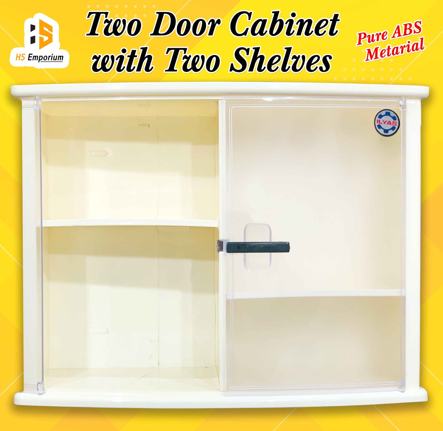 Wall Mounted Storage Box with Pure ABS Plastic Double Door Cabinet – Bathroom & Kitchen Storage Cabinet  | HS Emporium |