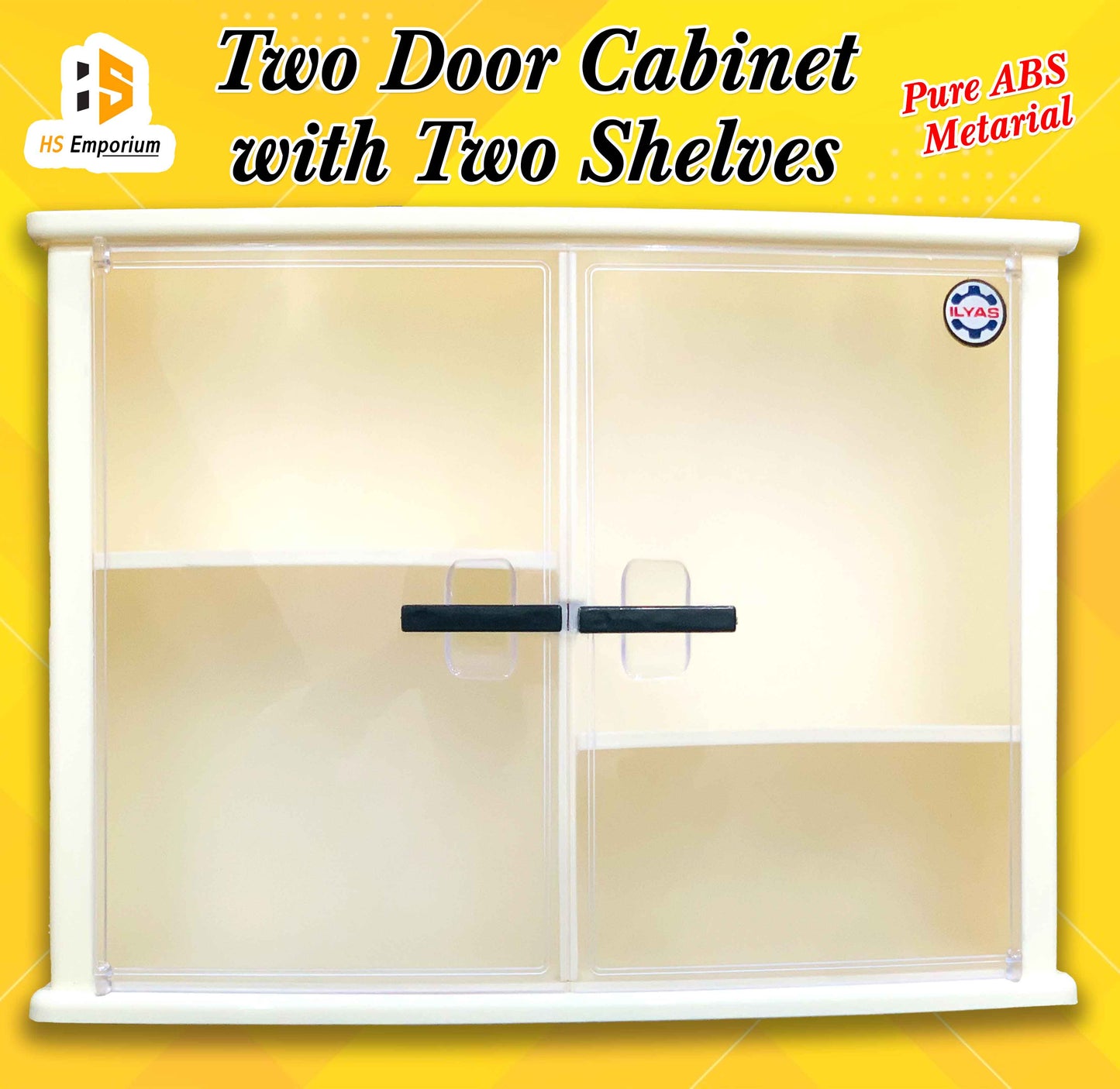 Wall Mounted Storage Box with Pure ABS Plastic Double Door Cabinet – Bathroom & Kitchen Storage Cabinet  | HS Emporium |