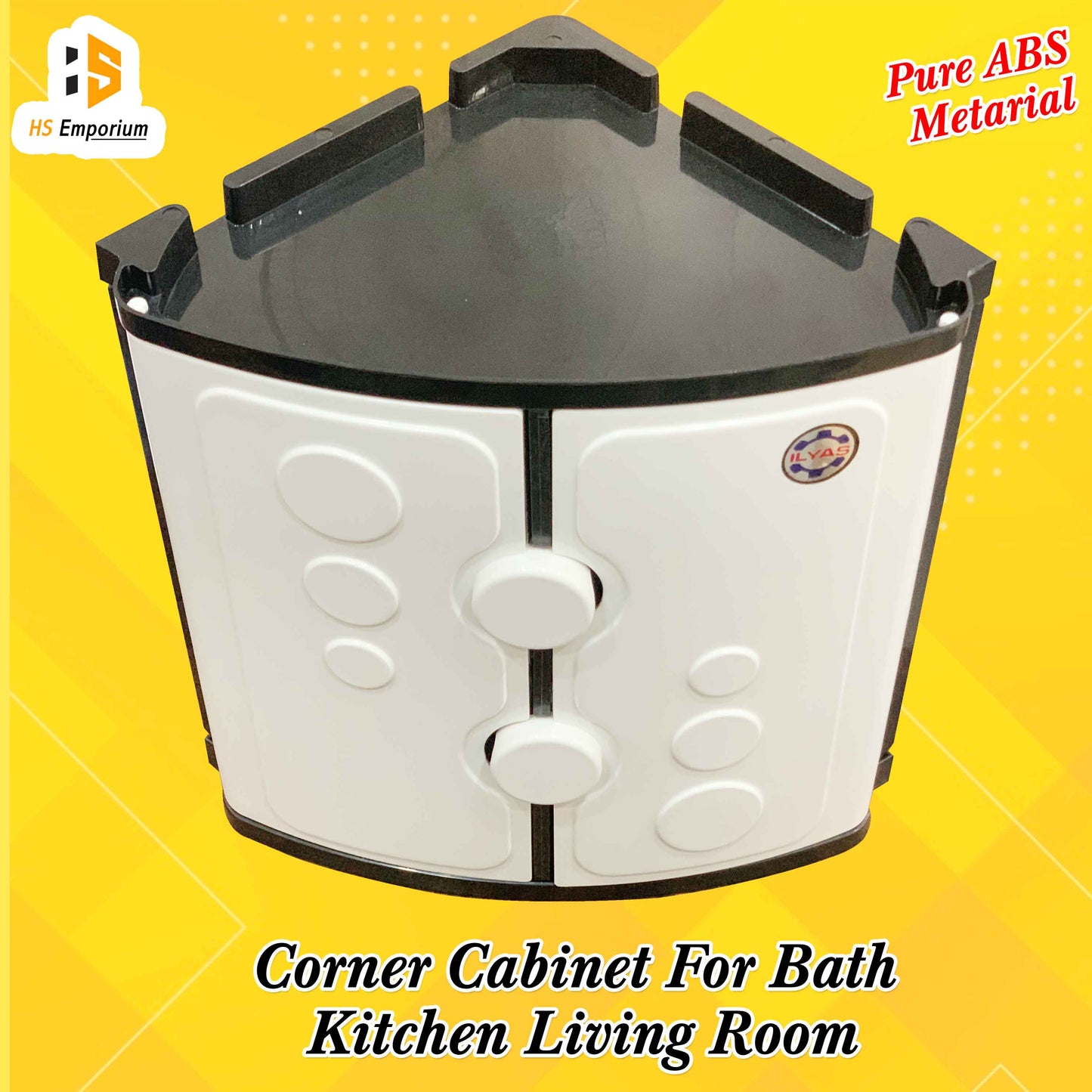Wall Mounted Corner Cabinet – Pure ABS Plastic Double Door Storage - Corner Mounted Cabinet - Wall Mounted Bathroom Cabinet | HS Emporium |