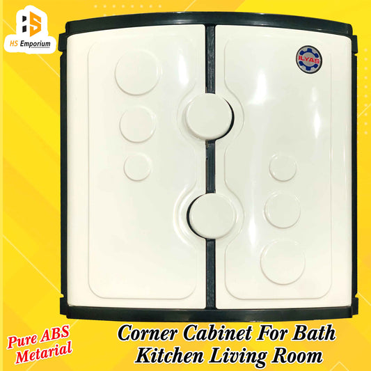 Wall Mounted Corner Cabinet – Pure ABS Plastic Double Door Storage - Corner Mounted Cabinet - Wall Mounted Bathroom Cabinet | HS Emporium |