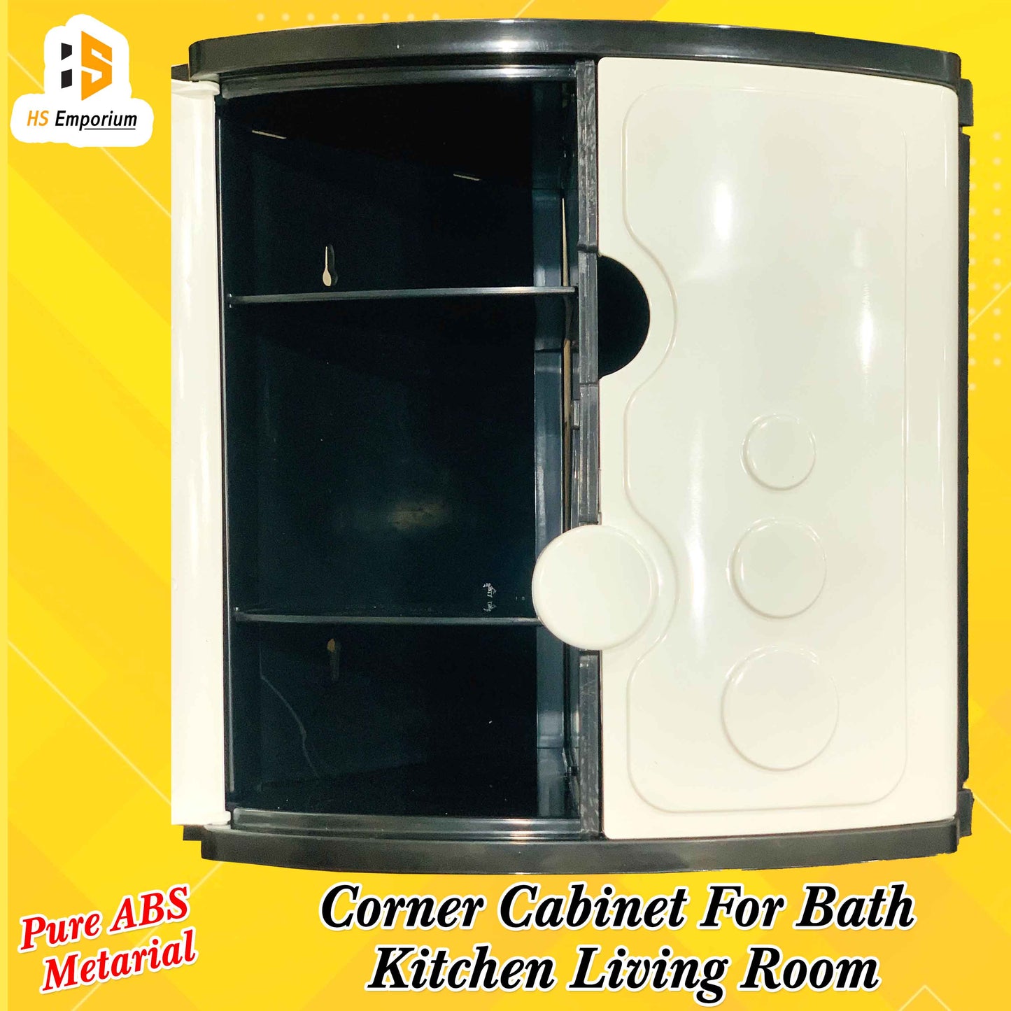 Wall Mounted Corner Cabinet – Pure ABS Plastic Double Door Storage - Corner Mounted Cabinet - Wall Mounted Bathroom Cabinet | HS Emporium |