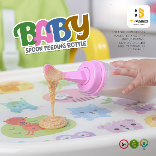 Baby Spoon Feeding Bottle | Silicone Baby Food Feeder | Squeeze Feeding Spoon | BPA Free Infant Feeding Bottle | Weaning Food Dispenser for 6+ Months