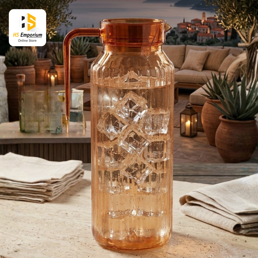 Water Jug with Handle | Transparent Plastic Water Pitcher | Fridge Juice Pitcher | Cold Water Bottle | BPA Free Beverage Jug for Home & Office