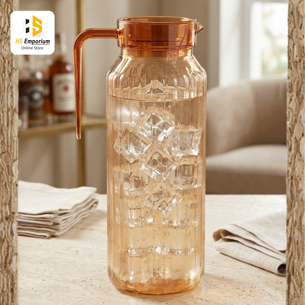 Water Jug with Handle | Transparent Plastic Water Pitcher | Fridge Juice Pitcher | Cold Water Bottle | BPA Free Beverage Jug for Home & Office