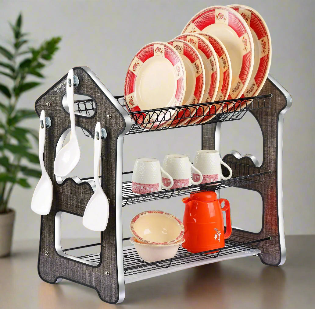 3 Tier Wooden Heavy Duty Dish Drying Rack