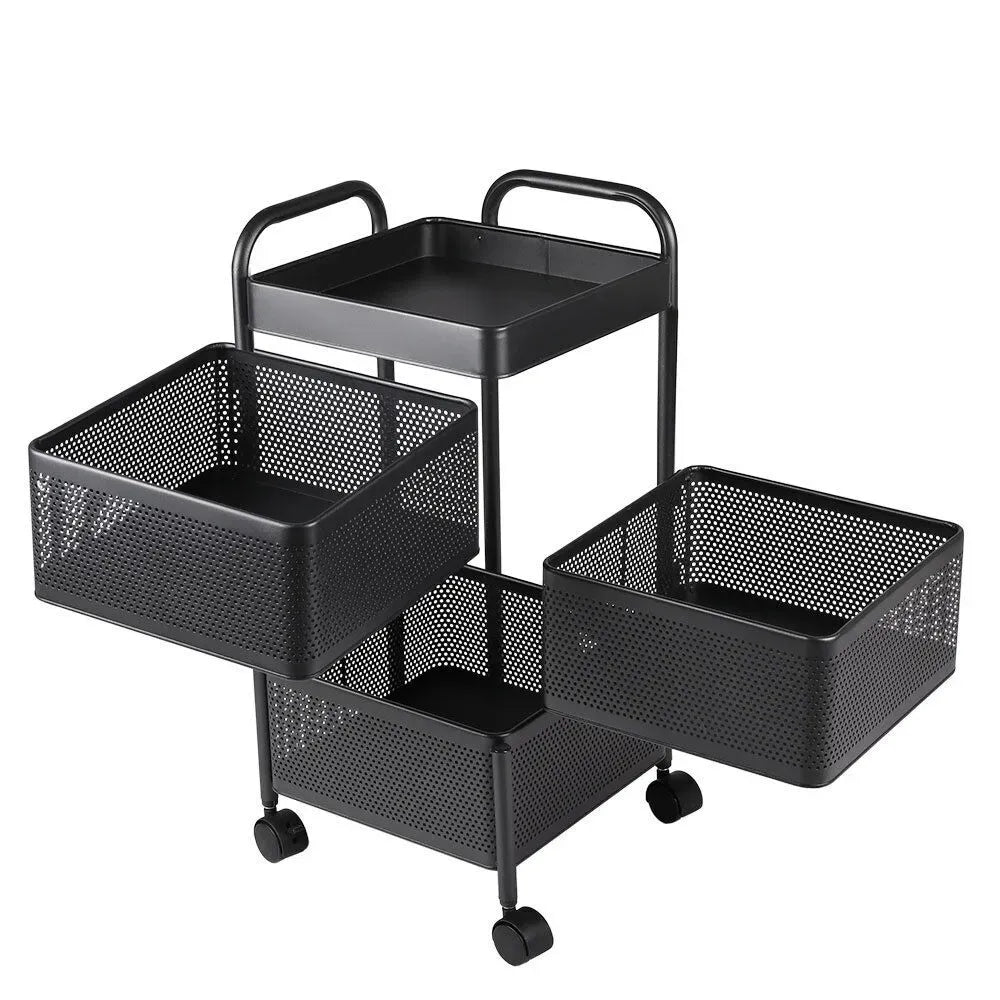 3 Tier Square Vegetable & Fruit Organizer Basket 360-Degree Rotating Moveable Rack for Kitchen Storage Baskets
