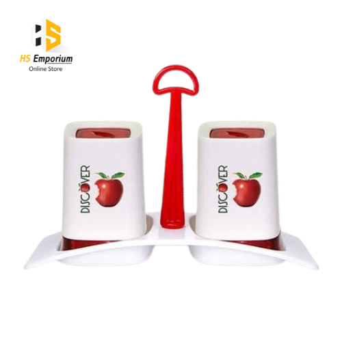 2 Pcs Salt & Pepper Shaker Set with Stand | Food Grade Plastic Salt Pepper Dispenser | Kitchen Dining Table Seasoning Set | Spice Shaker Container