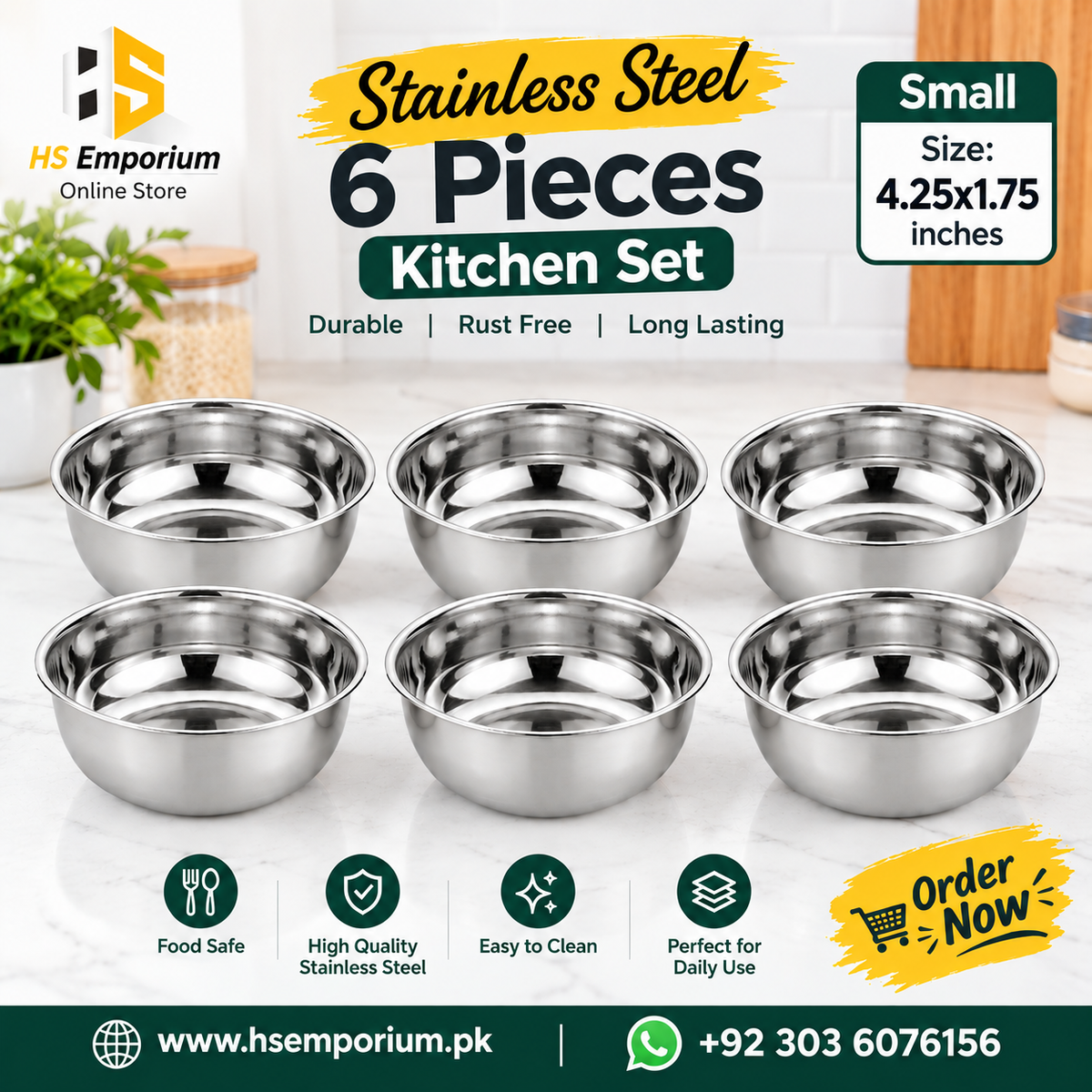 Stainless Steel 6 Pieces Kitchen Set – Small
