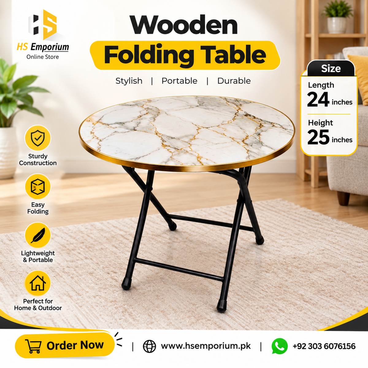 Wooden Folding Table (Round)