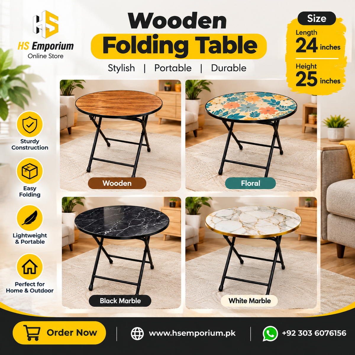Wooden Folding Table (Round)