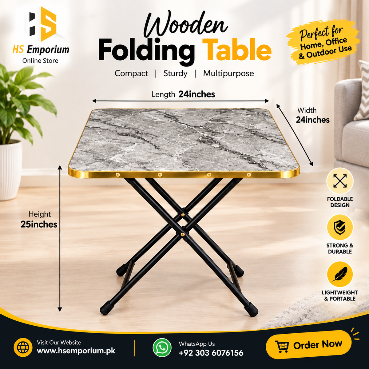 Wooden Folding Table (Square)