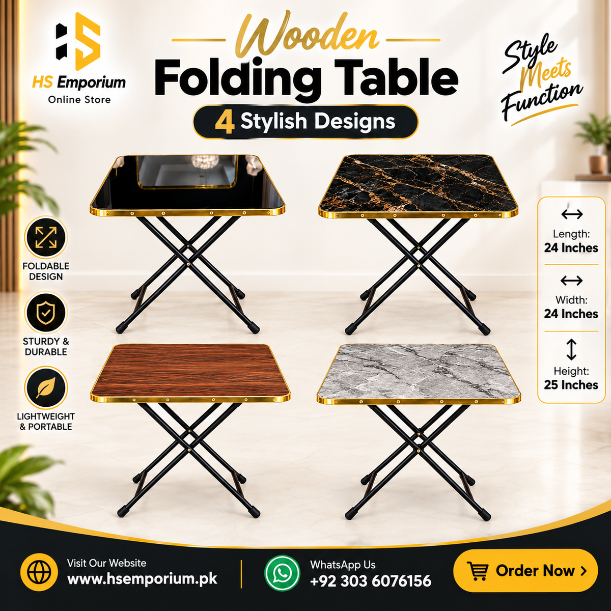 Wooden Folding Table (Square)