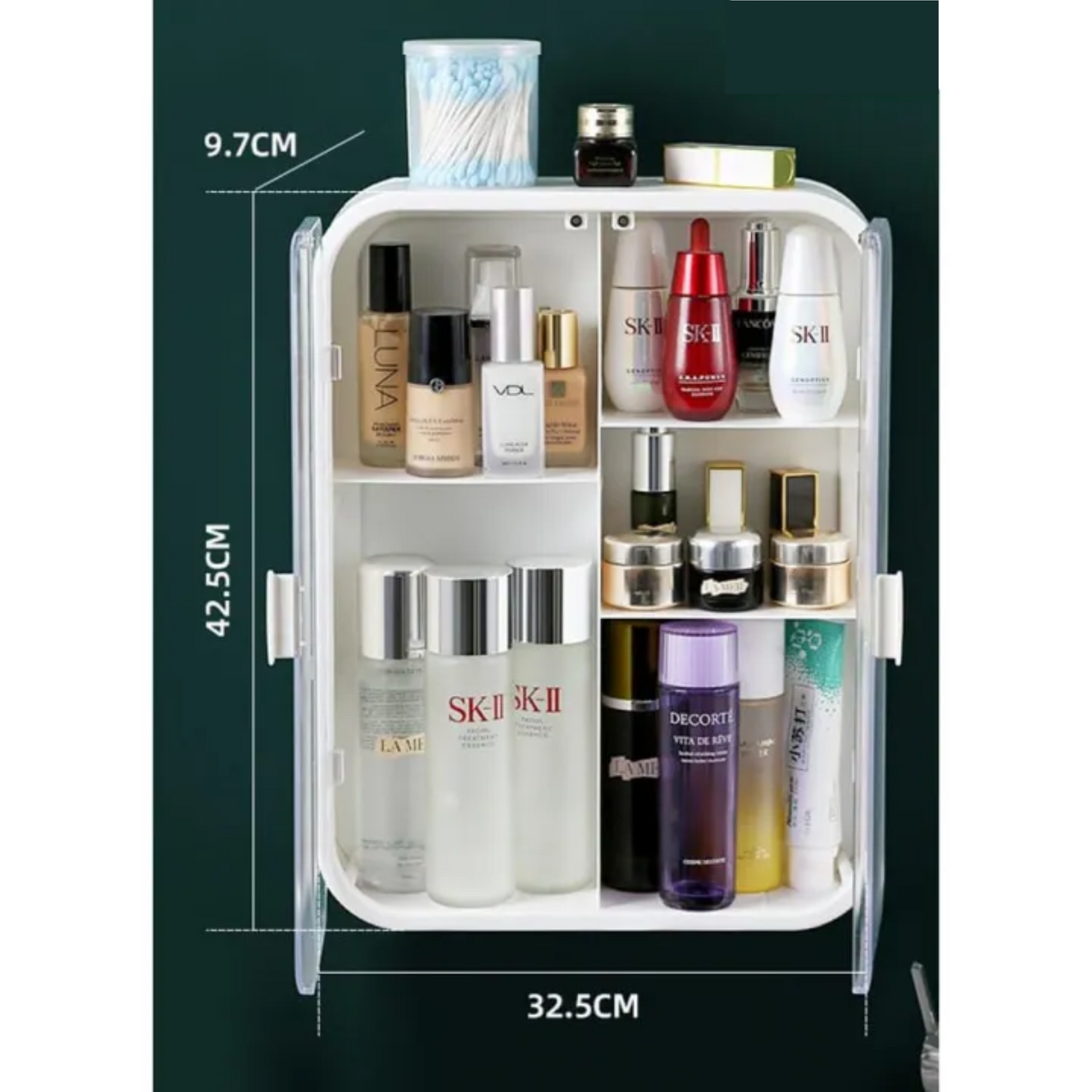 Wall-mounted Cabinet double doors with handles Spacious inner shelves Ideal for bathroom, kitchen, or dressing room Durable Pure ABS Plastic| HS Emporium |