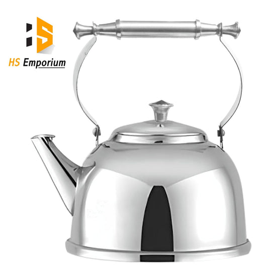 Stainless Steel Tea Kettle - 2.5 L / 3.5 L - Pipe, Nagina & Wooden Handle –Mirror Steel Finish | HS Emporium |