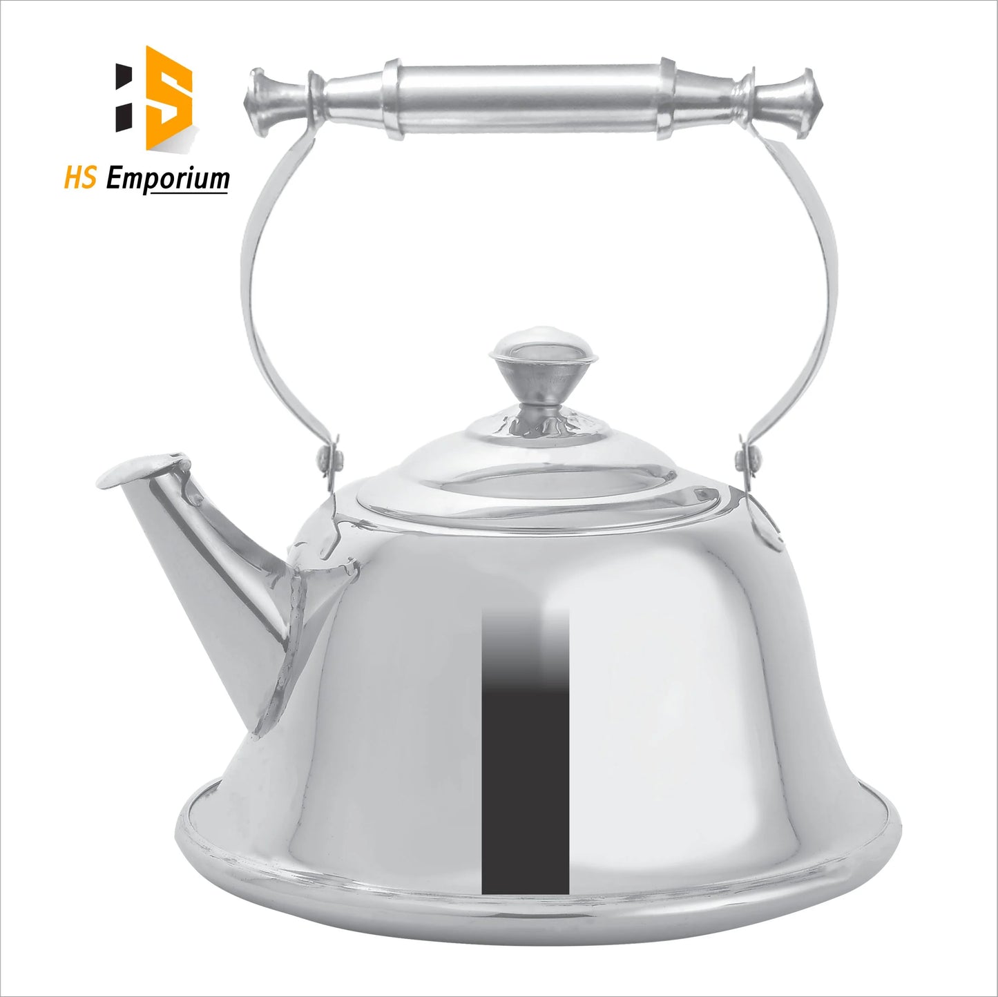 Stainless Steel Tea Kettle - 2.5 L / 3.5 L / 5 L / 6 L / 7 L - Pipe, Nagina & Wooden Handle –Red & Mirror Steel Finish | HS Emporium |