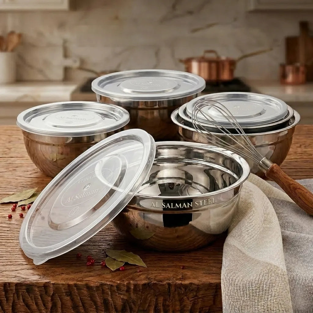 Stainless Steel Bowl 4 Pcs. Set with Lids – Premium Quality Mixing & Serving Bowls | HS Emporium |