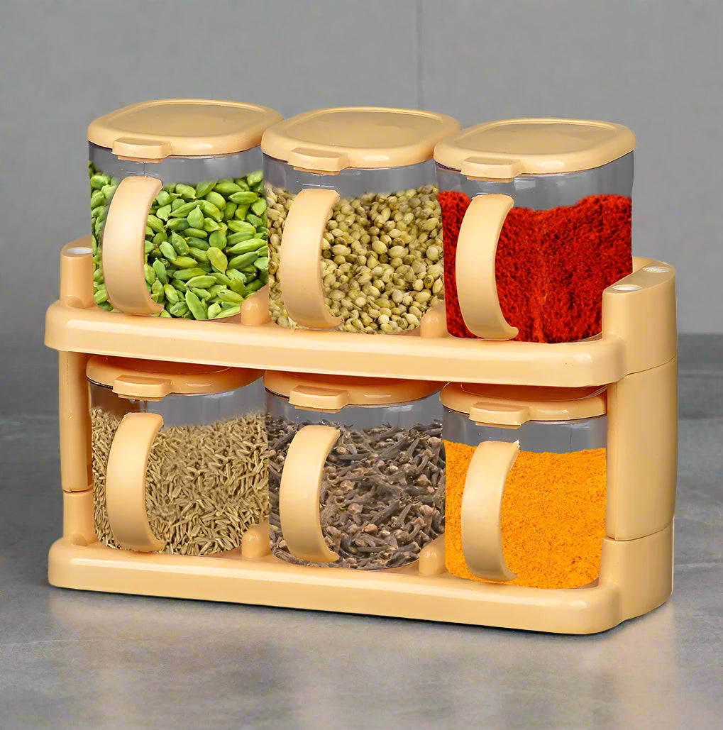 Plastic Spice Rack with 6 jars