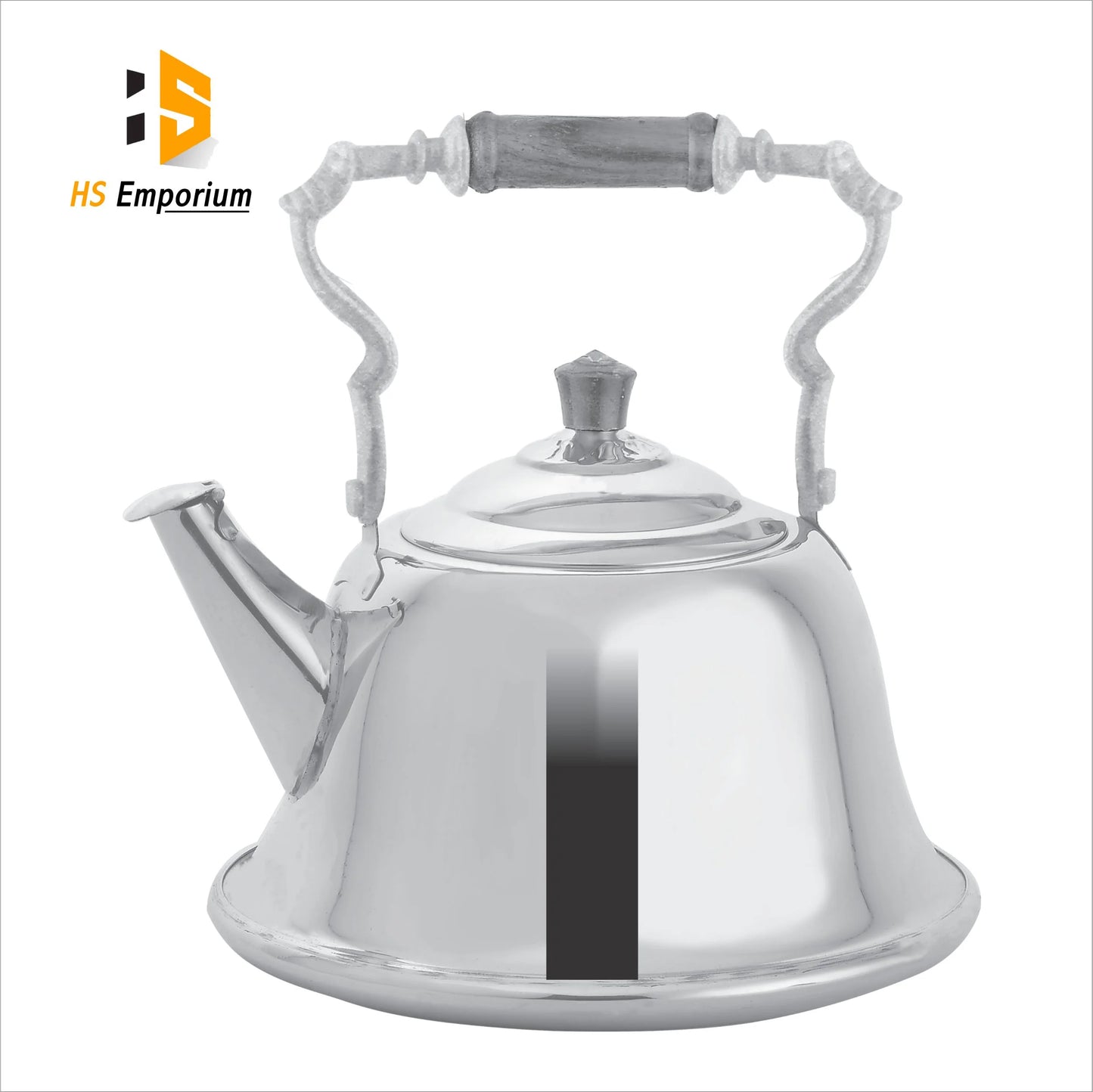 Stainless Steel Tea Kettle - 2.5 L / 3.5 L / 5 L / 6 L / 7 L - Pipe, Nagina & Wooden Handle –Red & Mirror Steel Finish | HS Emporium |