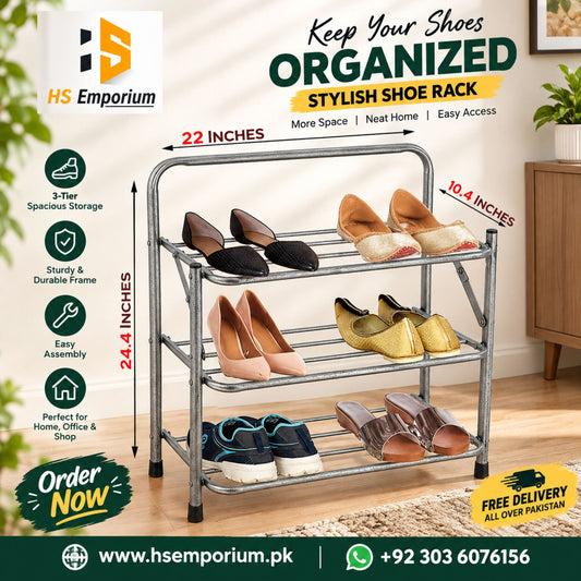 High Quality 3 / 4 / 5 Layer Steel Shoe Rack | Shoe Stand | Steel Shoe Stand | HS Emporium |